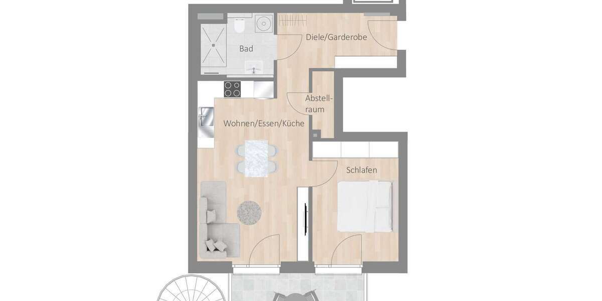 Etagenwohnung Besigheim - 2.5 Zimmer, 60 m&sup2;, 1.140&euro; | Angebot:26313418