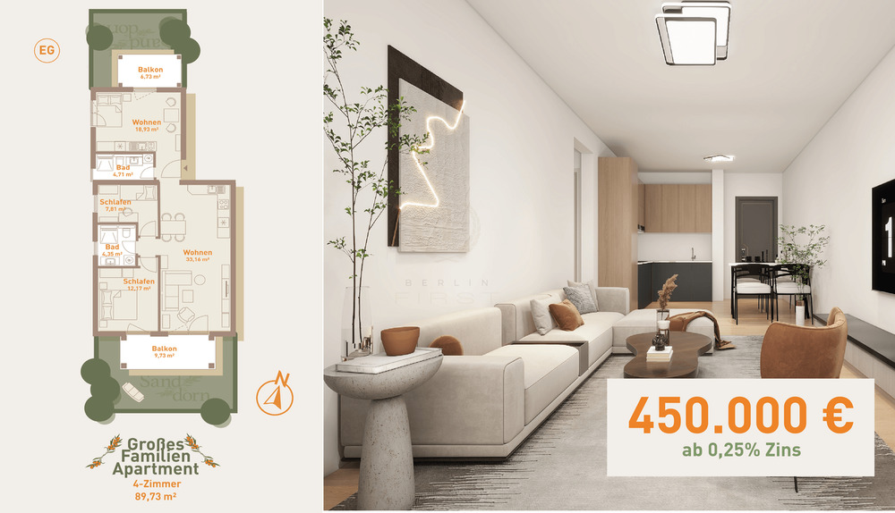 Etagenwohnung Werneuchen - 4 Zimmer, 89 m&sup2;, 450.000&euro; | Angebot:25714621