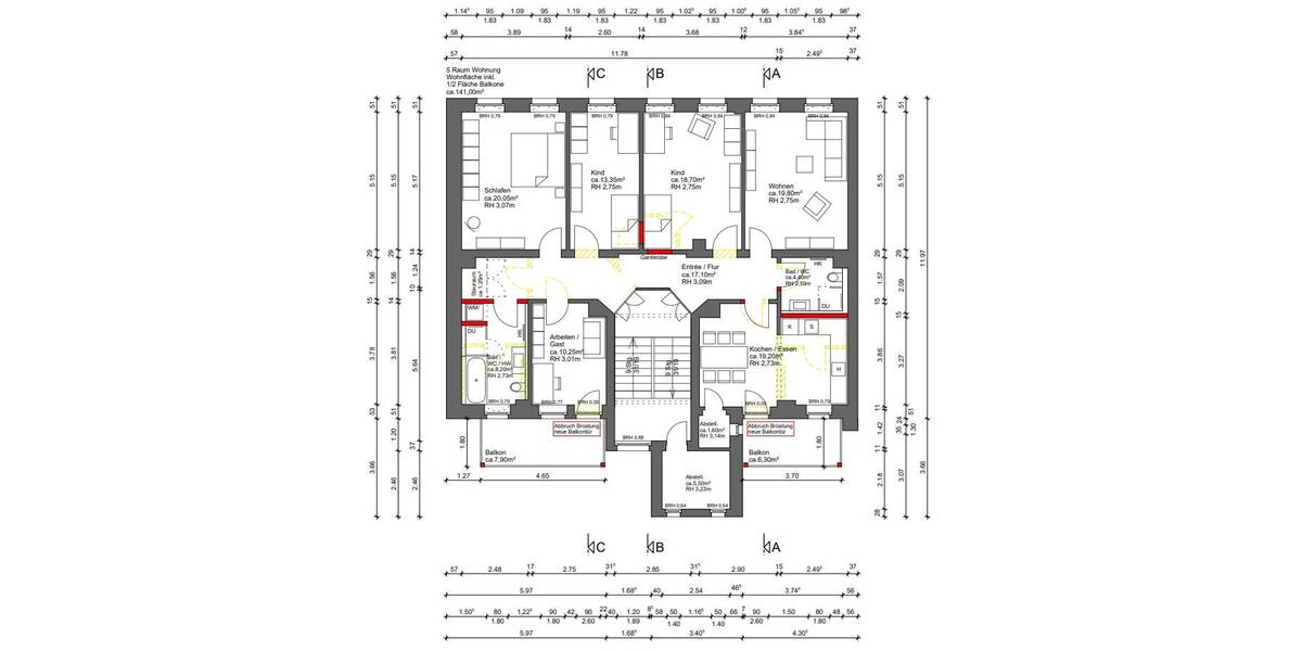 Zimmer Chemnitz Lutherviertel - 5 Zimmer, 141 m&sup2;, 990&euro; | Angebot:26402177