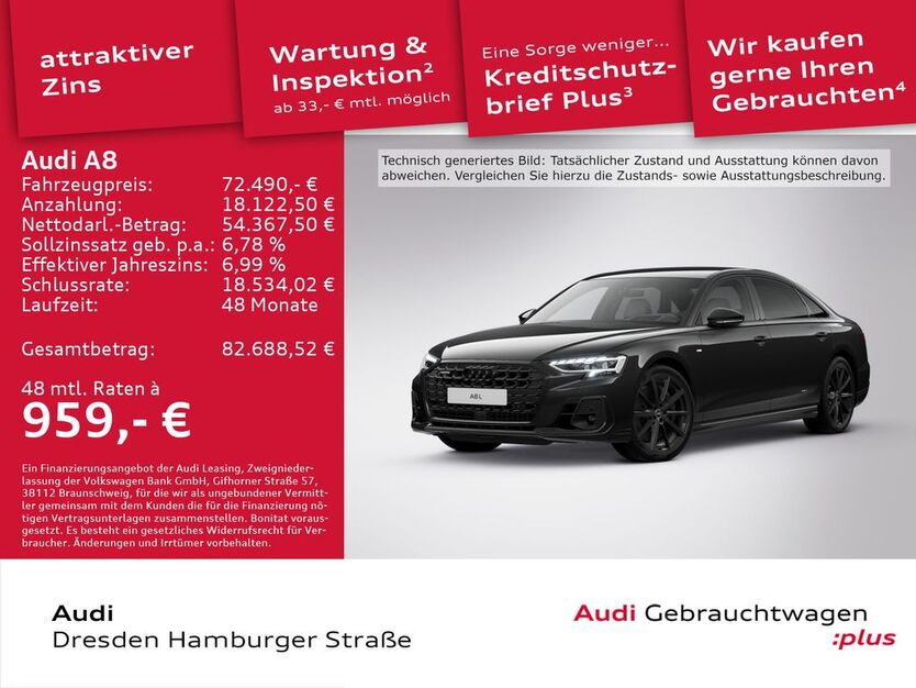 Audi A8 65.096 km 72.490 € Dresden 01067