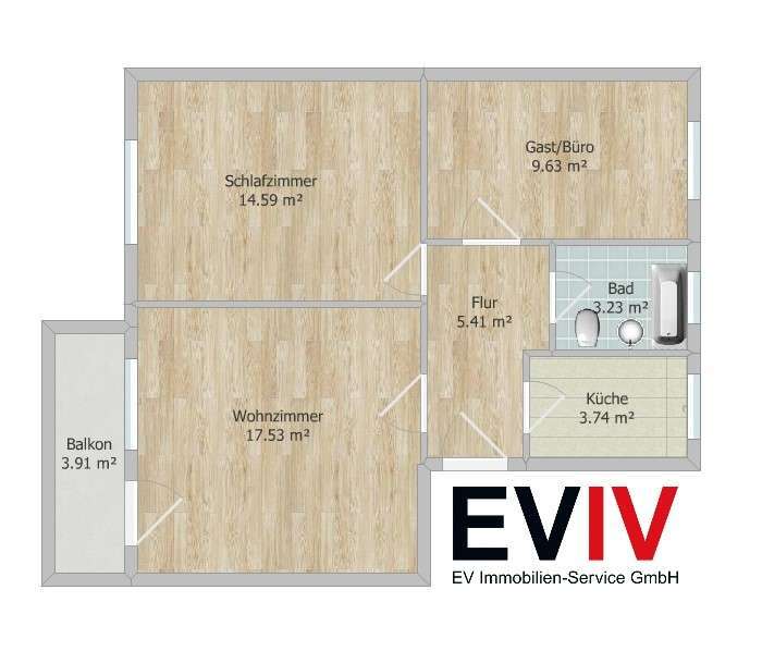 Etagenwohnung Norden - 2.5 Zimmer, 55 m&sup2;, 480&euro; | Angebot:25765337