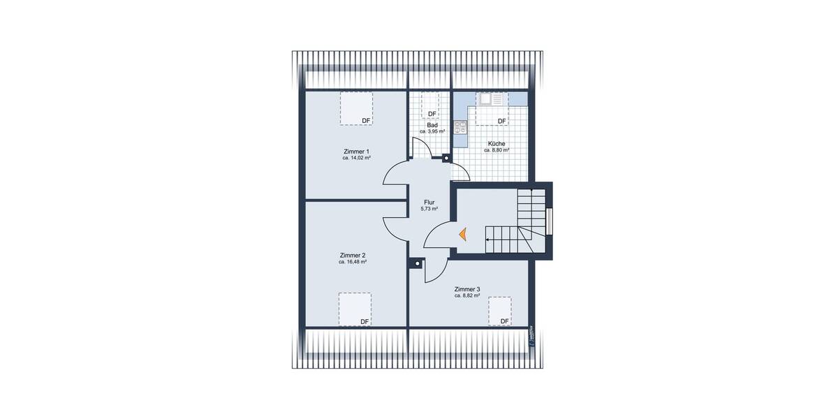 Etagenwohnung Mannheim / Feudenheim Feudenheim - 3 Zimmer, 58 m&sup2;, 199.000&euro; | Angebot:26028007