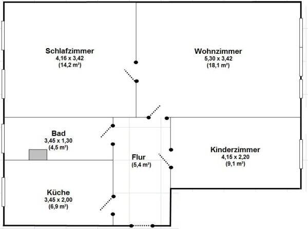 Etagenwohnung Brunn Roggenhagen - 3 Zimmer, 58 m&sup2;, 260&euro; | Angebot:25727944