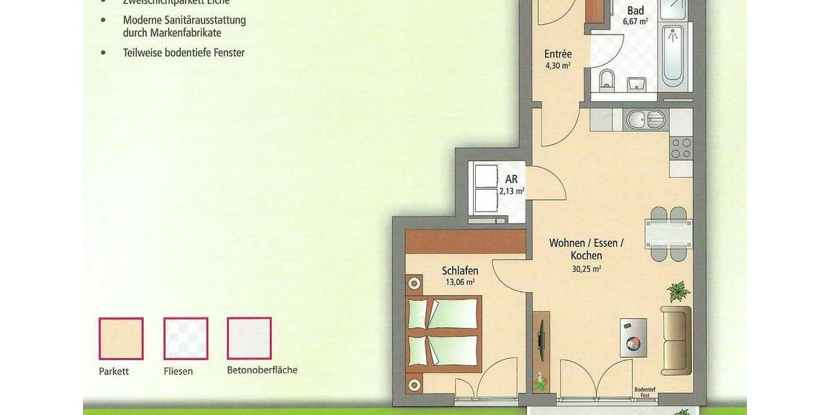 Etagenwohnung Fürth Südstadt - 2 Zimmer, 60 m&sup2;, 299.000&euro; | Angebot:26959099