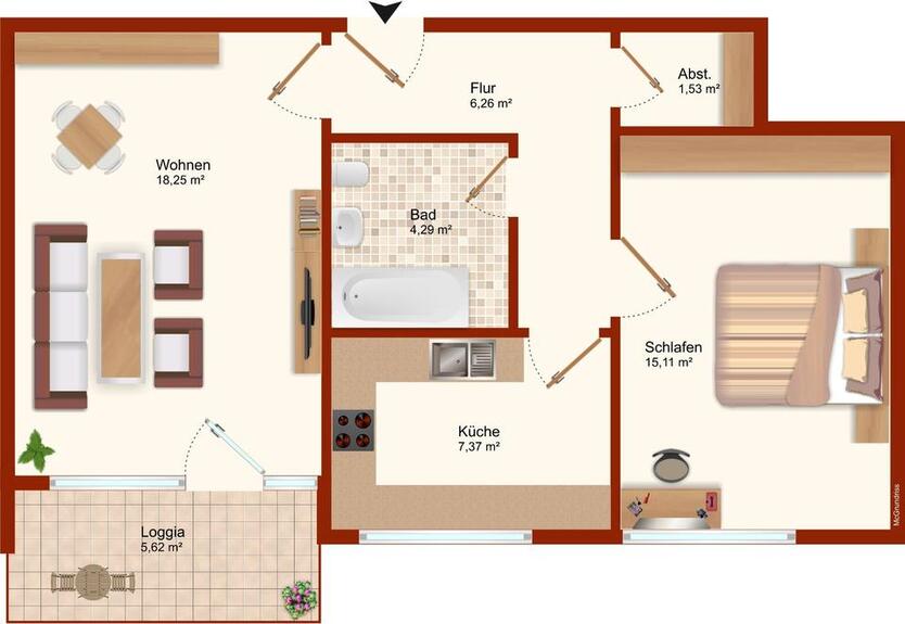 Lörrach: Zentrumsnah und ruhig - 2-Zi.-Wohnung mit PKW-Parkplatz