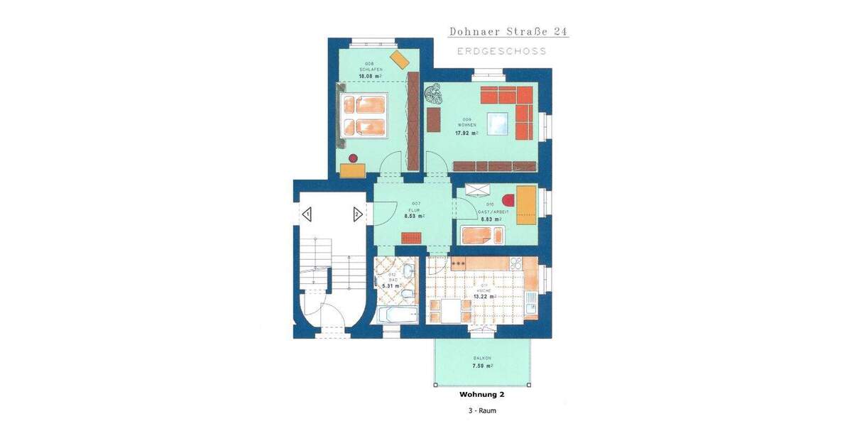 Etagenwohnung Heidenau Heidenau-Süd - 3 Zimmer, 75 m&sup2;, 189.900&euro; | Angebot:25745697