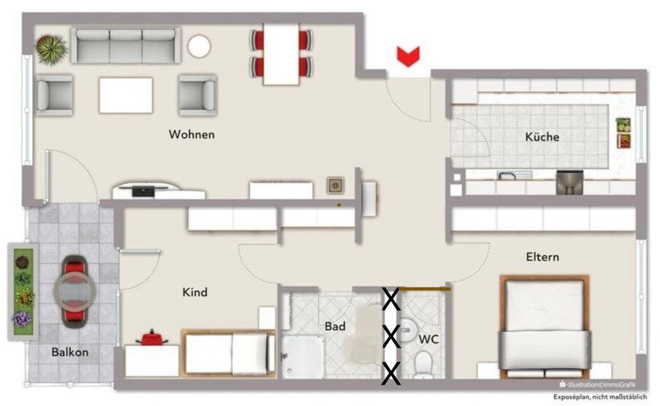 Etagenwohnung Ansbach - 3 Zimmer, 90 m&sup2;, 850&euro; | Angebot:26706084