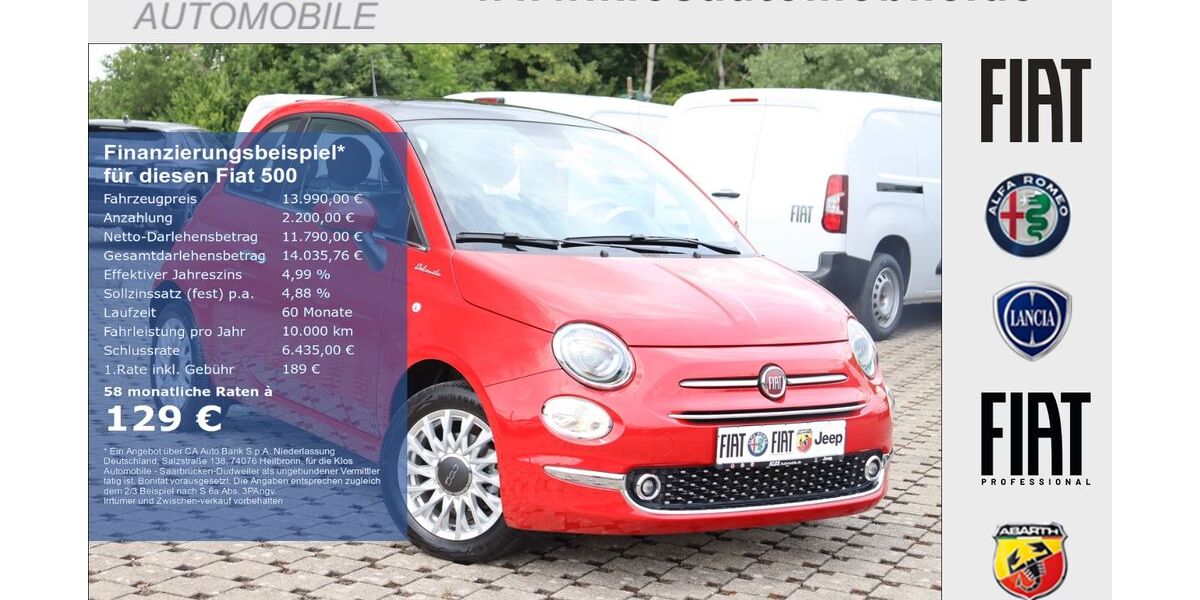Fiat 500 13.600 km 13.990 &euro; Saarbrücken - Dudweiler 66125