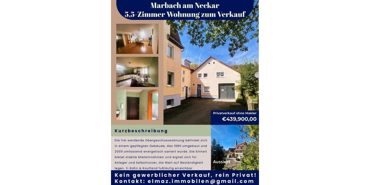 Dachgeschoßwohnung Marbach am Neckar - 5.5 Zimmer, 121 m&sup2;, 439.900&euro; | Angebot:26534041
