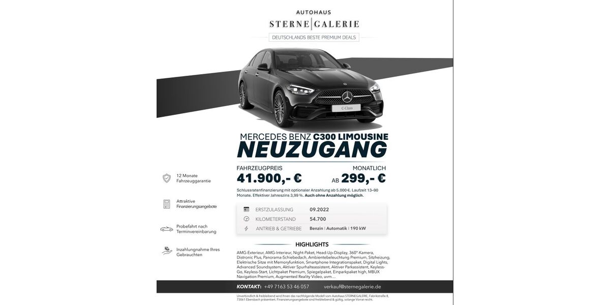 Mercedes-Benz C 300 54.700 km 41.900 &euro; Ebersbach an der Fils 73061