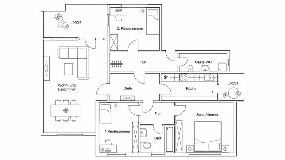 Etagenwohnung Osnabrück Eversburg - 4 Zimmer, 116 m&sup2;, 280.000&euro; | Angebot:26762055