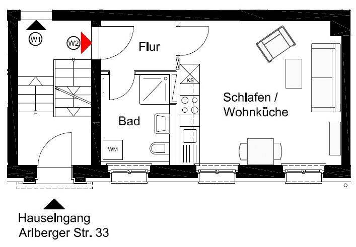 1-R-Wohnung mit Einbauküche in Dessau-Süd