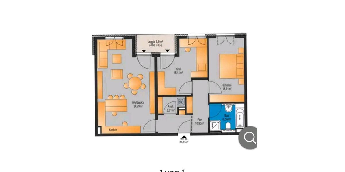 Etagenwohnung Limburg an der Lahn Eschhofen - 3 Zimmer, 88 m&sup2;, 400.000&euro; | Angebot:26021479