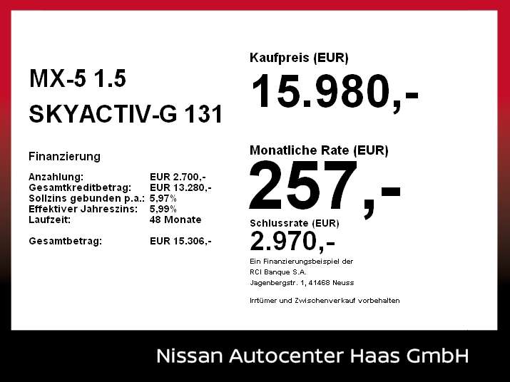 Mazda MX-5 35.000 km 15.980 &euro; Augsburg 86165