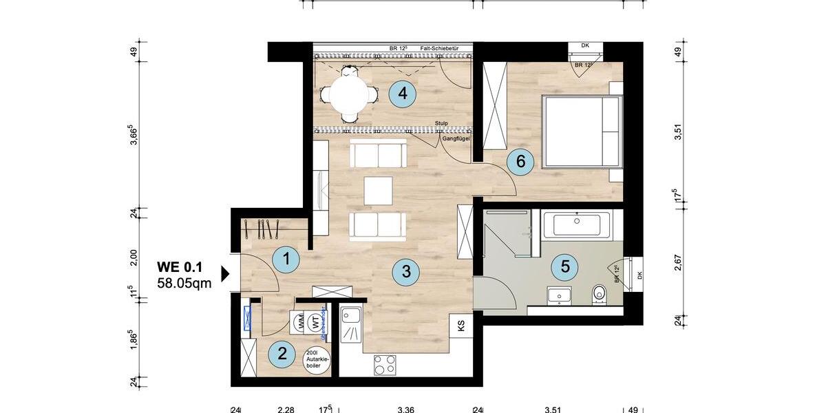 Erdgeschoßwohnung Barleben - 2 Zimmer, 58 m&sup2;, 842&euro; | Angebot:25695503