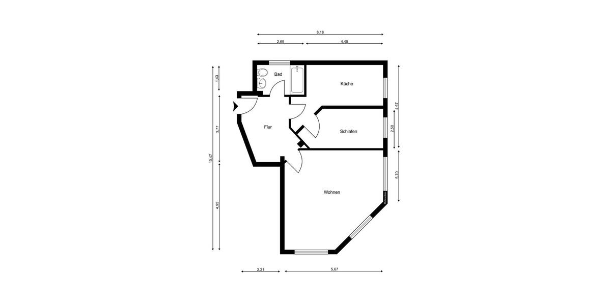 Erdgeschoßwohnung Halle (Saale) Damaschkestraße - 2 Zimmer, 67 m&sup2;, 469&euro; | Angebot:26428996