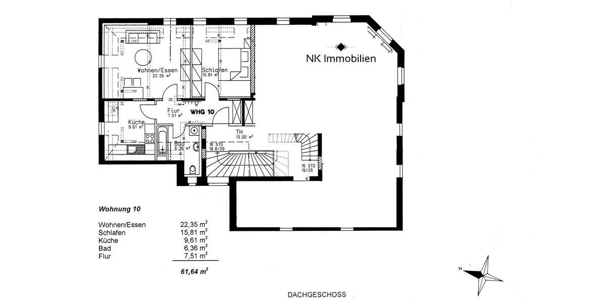Dachgeschoßwohnung Zwickau - 2 Zimmer, 62 m&sup2;, 330&euro; | Angebot:26008188