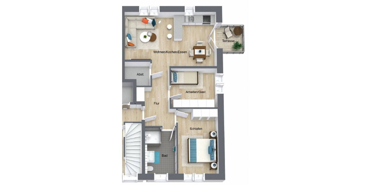 Etagenwohnung Ovelgönne Großenmeer - 3 Zimmer, 74 m&sup2;, 700&euro; | Angebot:25978517
