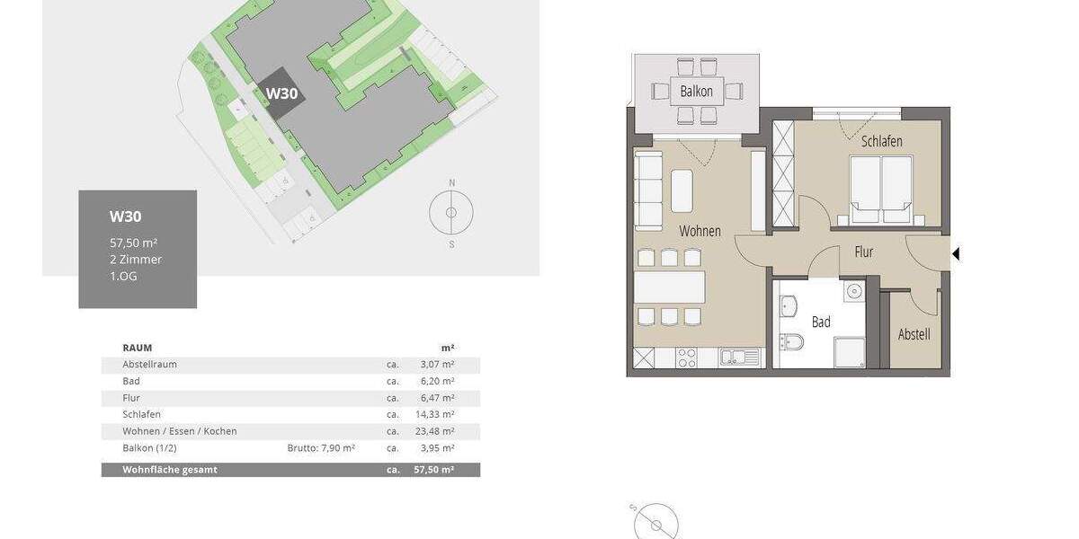 Etagenwohnung Burgkirchen an der Alz Obere Terrasse - 2 Zimmer, 57 m&sup2;, 239.000&euro; | Angebot:25728249