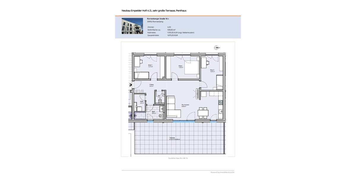 Einfamilienhaus Ronnenberg - 4 Zimmer, 109 m&sup2;, 1.515&euro; | Angebot:25783975