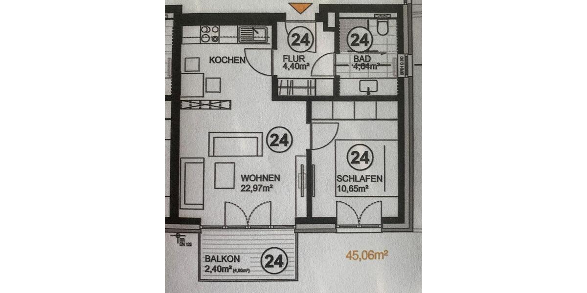 Etagenwohnung Nordhorn - 2 Zimmer, 45 m&sup2;, 169.000&euro; | Angebot:26715460
