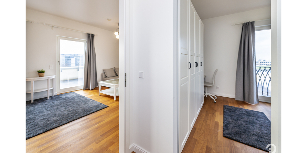 Wohnen in hochwertigem Ambiente mit internationalem Flair. Möblierte 2 Zimmer-Dachterrassen-Wohnung - Einfamilienhaus Düsseldorf Heerdt | Angebot:26645368