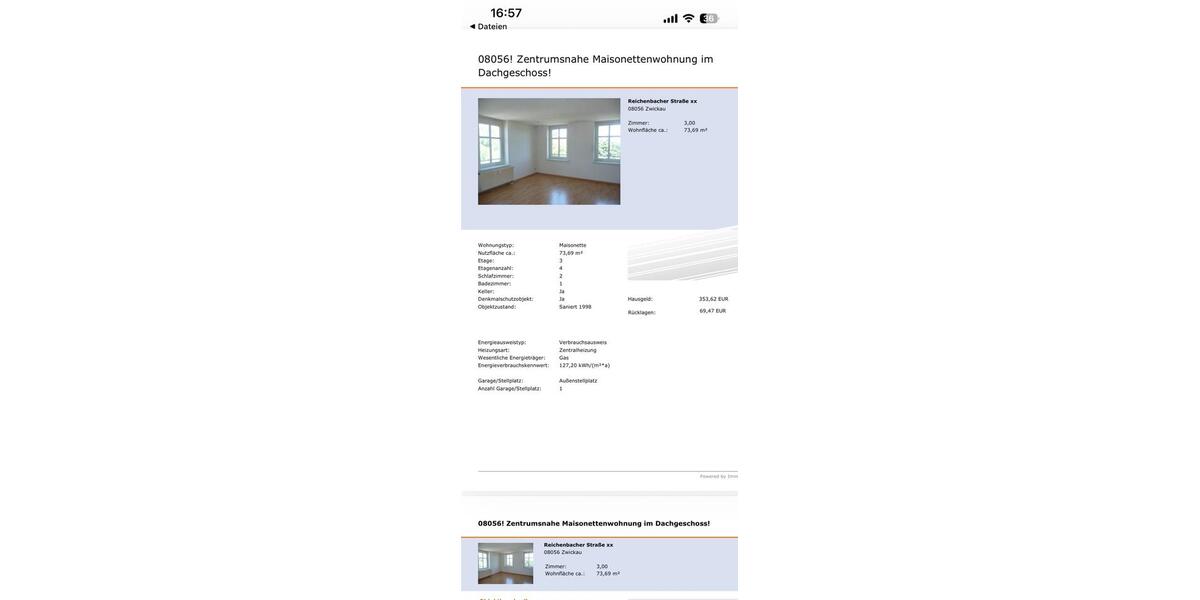 Maisonettenwohnung Zwickau - 3 Zimmer, 74 m&sup2;, 65.000&euro; | Angebot:27264894