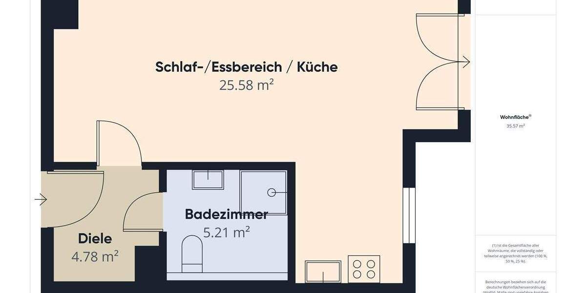 Etagenwohnung Karlsruhe Neureut - 1 Zimmer, 165.000&euro; | Angebot:24670369