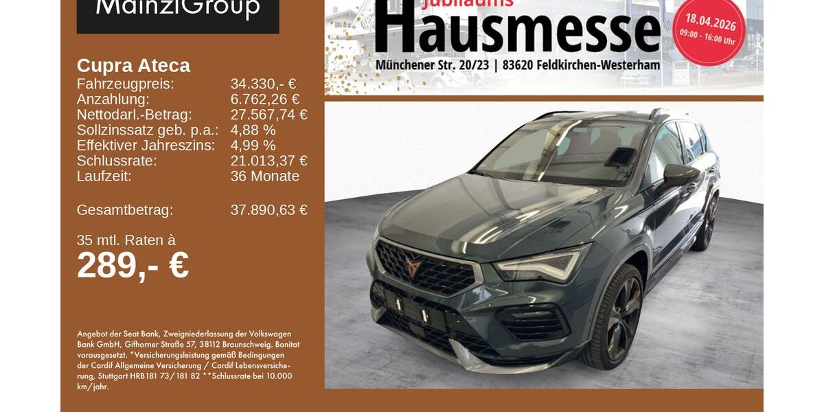 Cupra Ateca 24.820 km 34.330 &euro; Feldkirchen/Westerham 83620