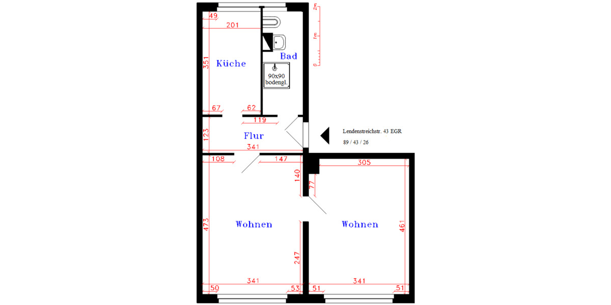 Erdgeschoßwohnung Saalfeld (Saale) - 2 Zimmer, 47 m&sup2;, 279&euro; | Angebot:26295263