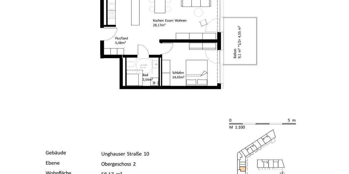 Etagenwohnung Burghausen - 2 Zimmer, 58 m&sup2;, 750&euro; | Angebot:26400485