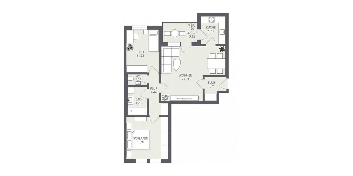 Etagenwohnung Gersthofen - 3 Zimmer, 70 m&sup2;, 333.000&euro; | Angebot:26155659