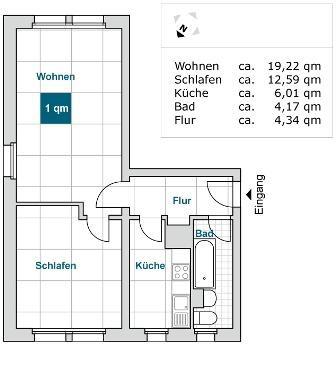 Etagenwohnung Erfurt Andreasvorstadt - 2 Zimmer, 47 m&sup2;, 463&euro; | Angebot:26244524