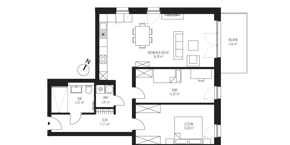 Etagenwohnung Königs Wusterhausen Zeesen - 3 Zimmer, 89 m&sup2;, 445.608&euro; | Angebot:25778458