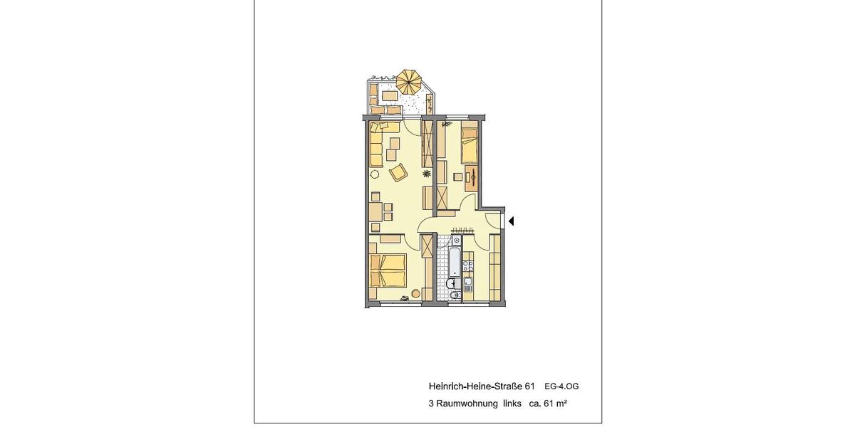 Etagenwohnung Altenburg - 3 Zimmer, 61 m&sup2;, 345&euro; | Angebot:26382367