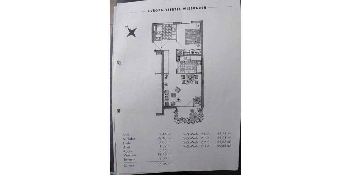 Erdgeschoßwohnung Wiesbaden Klarenthal - 2 Zimmer, 55 m&sup2;, 265.000&euro; | Angebot:26885816