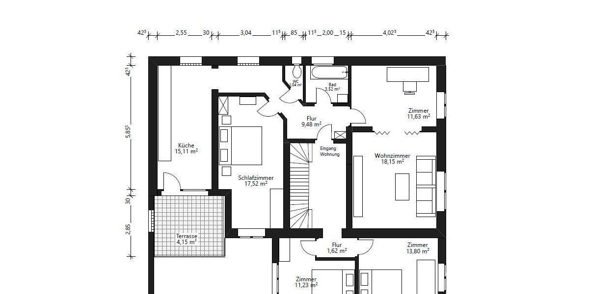 Etagenwohnung Heddesheim - 5 Zimmer, 111 m&sup2;, 1.090&euro; | Angebot:26012949