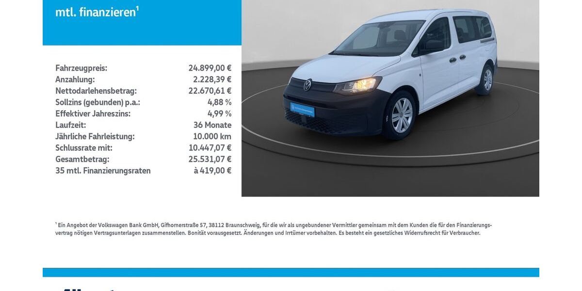 VW Caddy Maxi 61.400 km 24.899 &euro; Mühlhausen/Thüringen 99974