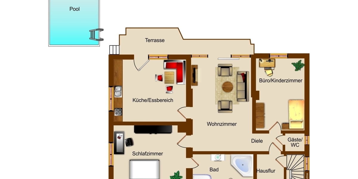 Wohntraum in Augsburg-Bärenkeller Ein- oder Zweifamilienhaus mit Pool - Zweifamilienhaus Augsburg / Bärenkeller Bärenkeller | Angebot:27312622