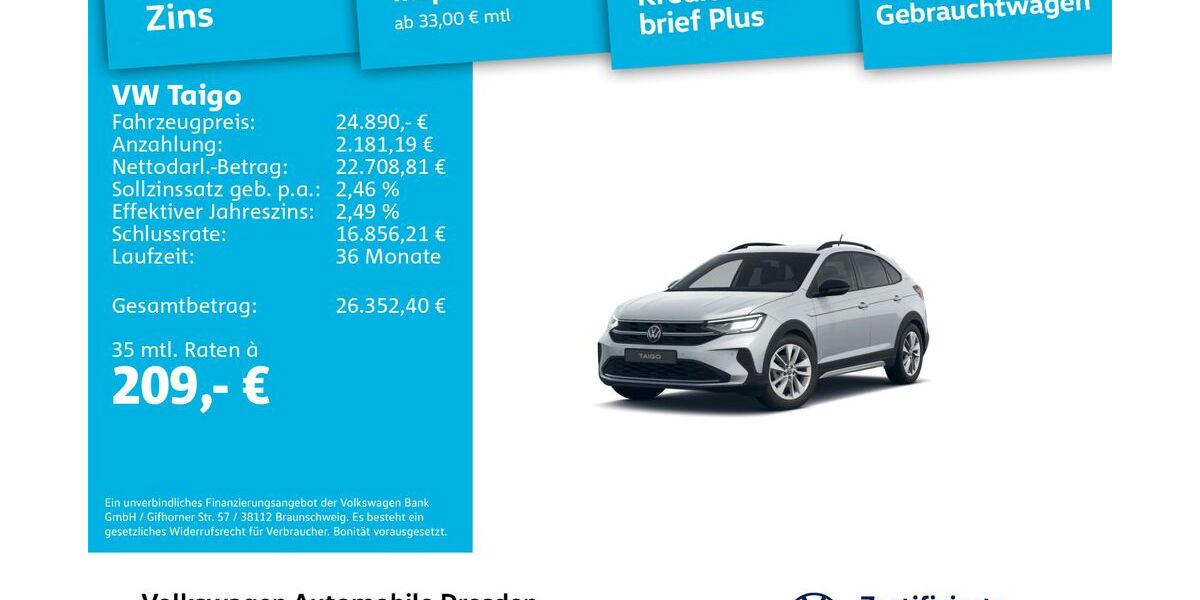 VW Taigo 8.329 km 23.890 &euro; Dresden 01067