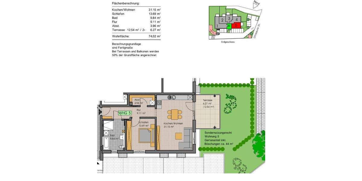 Terrassenwohnung Sontheim-Attenhausen Attenhausen - 2 Zimmer, 74 m&sup2;, 319.000&euro; | Angebot:25865379