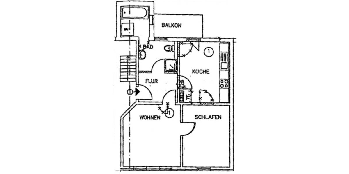 Etagenwohnung Eisenach - 2 Zimmer, 57 m&sup2;, 80.000&euro; | Angebot:26242942