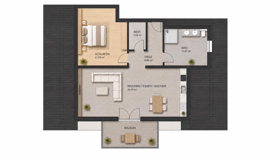 Dachgeschoßwohnung Breitscheid - 2 Zimmer, 73 m&sup2;, 690&euro; | Angebot:26651638