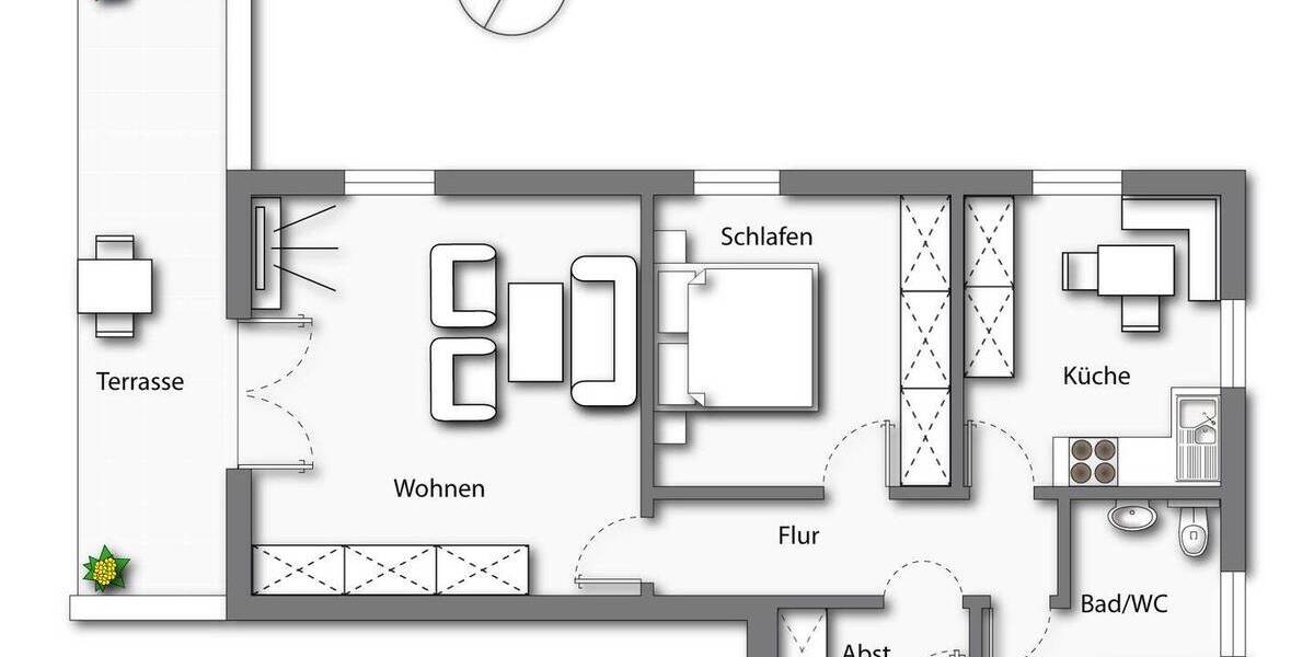 Terrassenwohnung Anger Aufham - 1 Zimmer, 62 m&sup2;, 240.000&euro; | Angebot:26256853