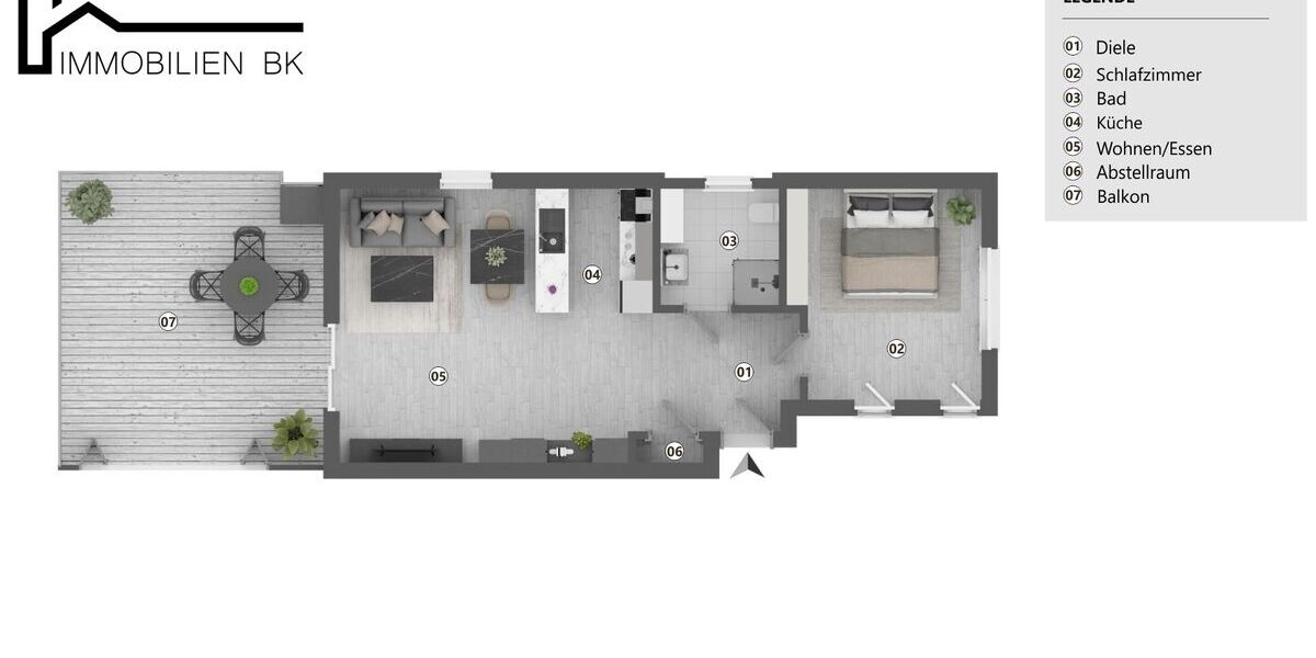 Sofort frei: Gepflegte 2-Zimmer-Erdgeschosswohnung mit großem Balkon & Tiefgaragenstellplatz - Erdgeschoßwohnung Bad Sassendorf | Angebot:25851708