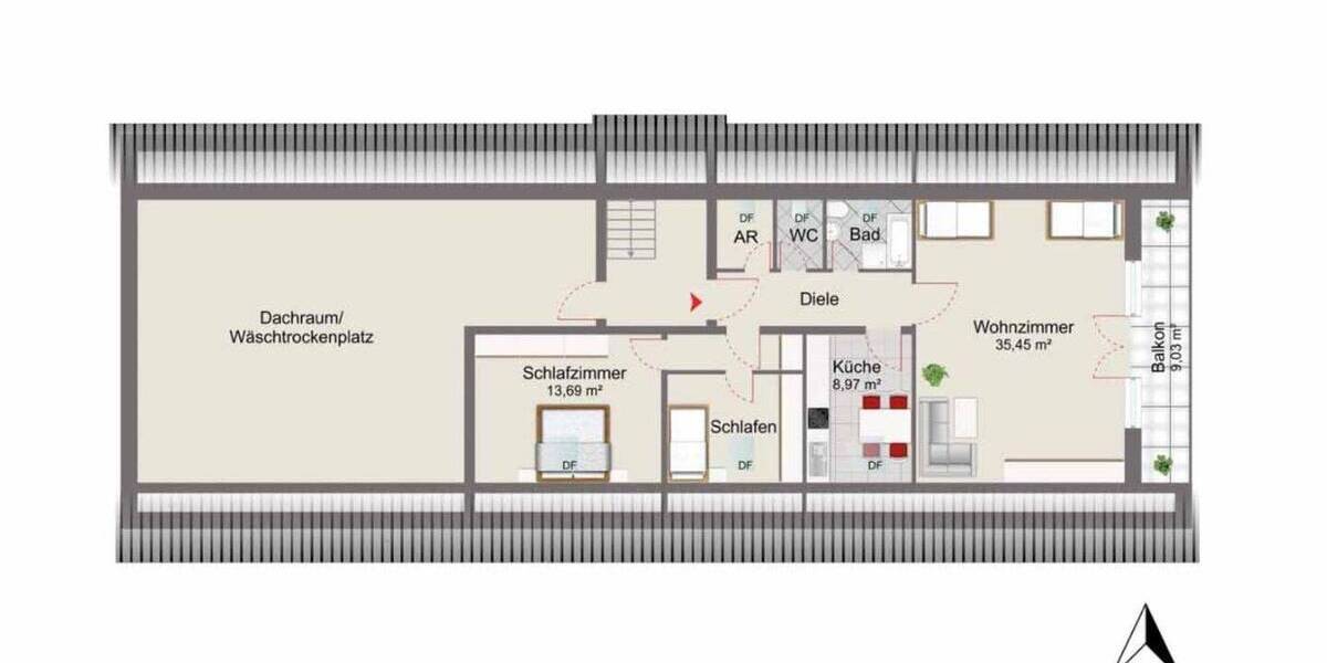 Etagenwohnung Augsburg Lechhausen - 3 Zimmer, 77 m&sup2;, 289.000&euro; | Angebot:26055206