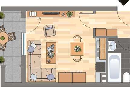 Wohnung Dortmund Brackel - 1 Zimmer, 32 m&sup2;, 321&euro; | Angebot:26845039