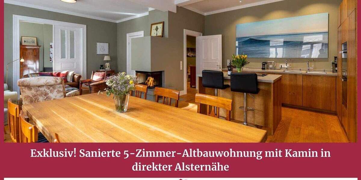 Exklusiv! Sanierte 5-Zimmer Altbauwohnung mit Kamin in direkter Alsternähe 5 zimmer