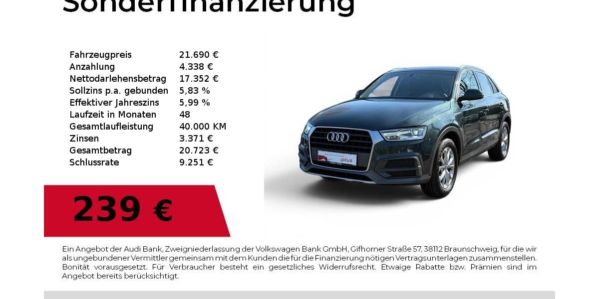 Audi Q3 39.673 km 21.690 &euro; Dessau-Roßlau 06844