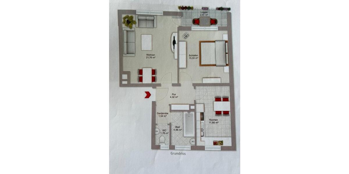 Etagenwohnung Augsburg Haunstetten-Siebenbrunn - 2 Zimmer, 62 m&sup2;, 160.000&euro; | Angebot:26025358